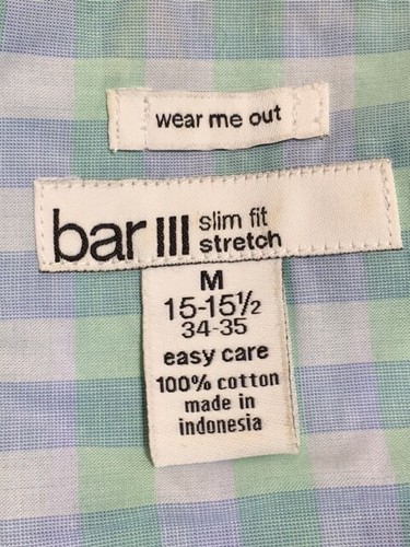 Men's NWT Bar III Slim Fit Stretch wear me out Shirt Size M 15-151/2 34-35 - Picture 3 of 5
