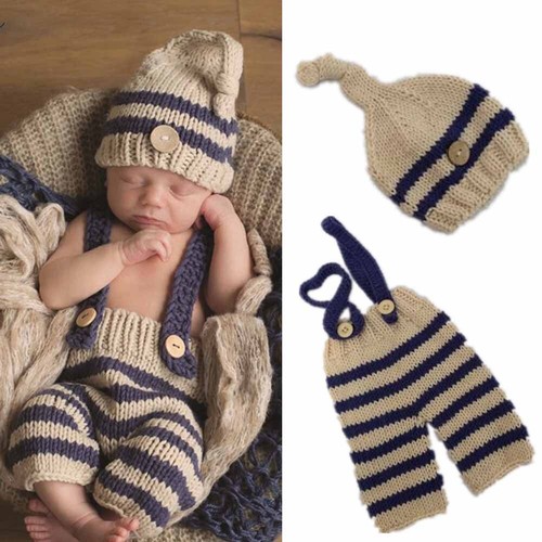 Newborn Baby Girl Boy Photo Crochet Photography Prop Costume Outfit Knit Clothes - Picture 31 of 46