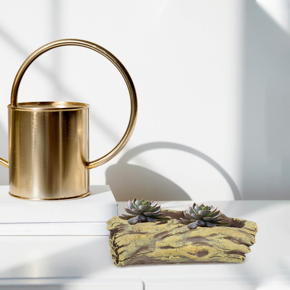 Vintage Driftwood Concrete Planter Box Artificial Stump Log Flower Pot