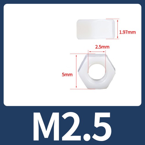 Tuercas completas hexagonales de plástico tuerca de nailon métrica aislada M2 M3 M4 M5 M6 M8 a M20 - Imagen 8 de 36