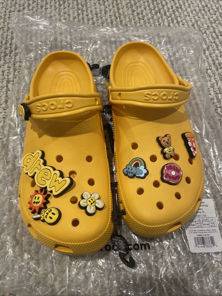Justin Bieber Crocs with Drew Yellow Size 5 6 7 9 10 11 New in Bag