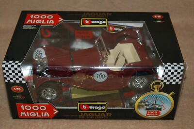 Burago Jaguar SS100 1937 1:18 Diecast Metal Model Car #3206 Vintage 1000 MIGLIA