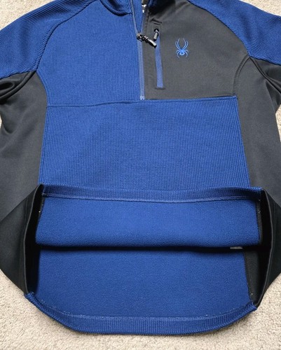 Spyder Pullover Mens Medium Blue 1/4 Zip Sweater Knit Fleece Jacket Outdoor - Picture 12 of 18