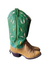 Ralph Lauren Rare Vintage Floral Inlay Cowgirl Cowboy Western Boots, Size 6