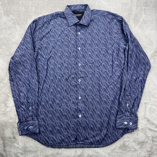 Maceoo Einstein Button Up Shirt Mens Large Blue Long Sleeve Italian Designer