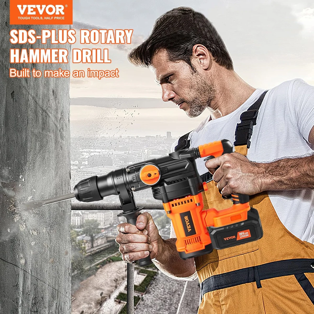 VEVOR 1 Inch SDS Plus Rotary Hammer Drill 20V 32Amp Cordless