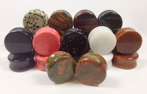 -ALL 10 PAIR- Stone Plugs Organic Double Flare Ear Gauges Body Jewelry (lot 2) - Picture 18 of 18