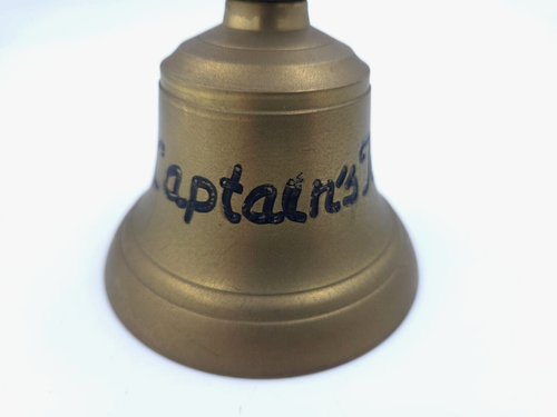 Captain's Bell 8" Brass w/ Wood Handle Nautical Ship Sailor Decor - Picture 2 of 4