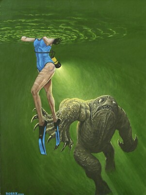 art print THE CREATURE FROM THE DOVONIAN LAGOON 18X24 Sci-fi Art