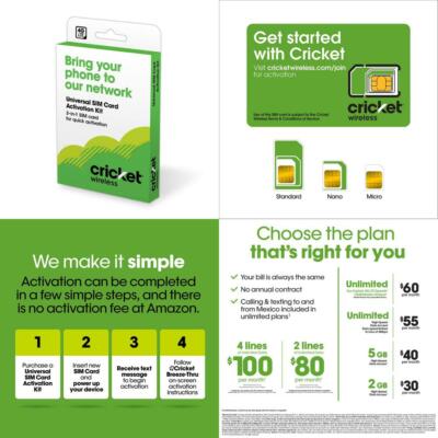 Cricket Wireless Prepaid Universal SIM Card Kit | eBay
