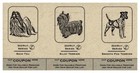 #Ul469 Shih Tzu, Silky Terrier, Smooth Fox Terrier Rare Uncut Coupon Card Strip