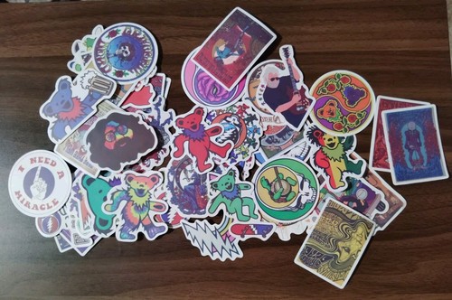 50 Sticker Random Decals Grateful Dead Mini Bears Skull Roses Garcia Hippie