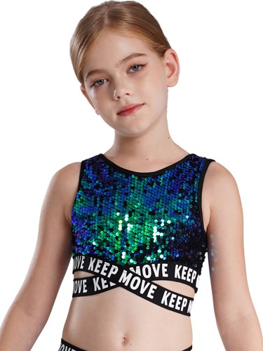 Kids Girl's Vests Tank Crop Top Modern Blouse Rave Tops Round Neck Vest School - Picture 16 of 81