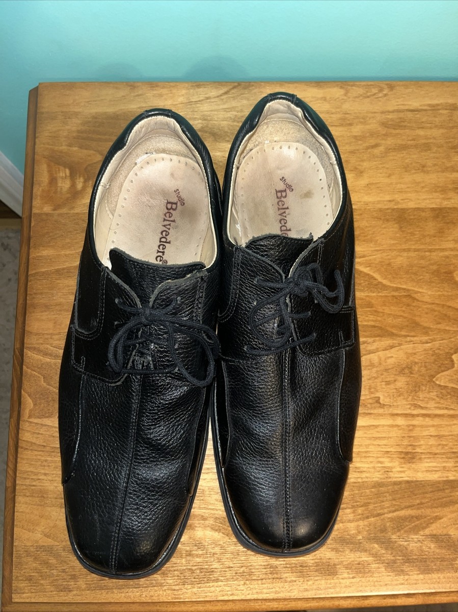 Studio Belvedere Bay Bridge Black Grainy Leather Oxford Men  display picture 1