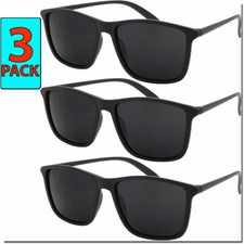 Mens Sunglasses All Black Square 3 PACK OG Locs Style Sunglass Motorcycle Style