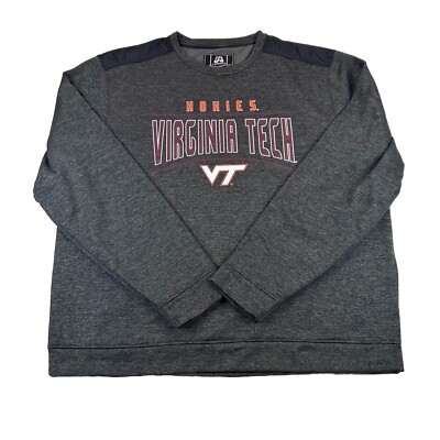 Virginia Tech Hokies Sweatshirt Mens 2XL Gray J America Shoulder Back Patch 