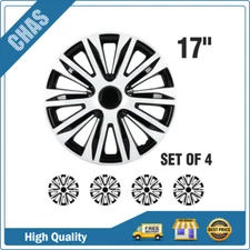 17" Set of 4 Black & White Wheel Covers Rim Skins Hub Caps Snap On For R17 Tires