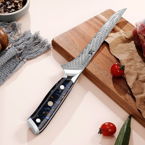 BIGSUNNY Boning Knife Damascus Boning Fillet Knife 7"Deboning Knife Resin Handle - Picture 5 of 6