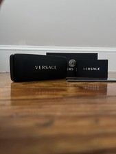 NEW VERSACE BLACK AUTHENTIC EYEGLASSES SUNGLASSES CASE W/CLOTH