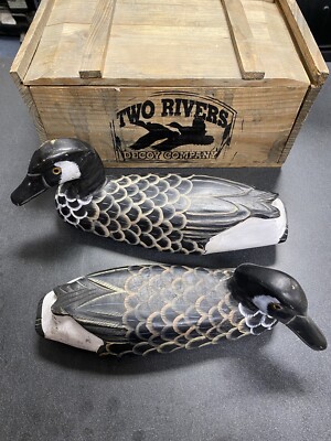 Vintage Two Rivers Duck Decoy 2 Ducks With Wooden Box | eBay