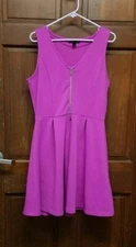 Attention Women’s Fit & Flare Purple Zip Front Sleeveless Dress Women's Size L