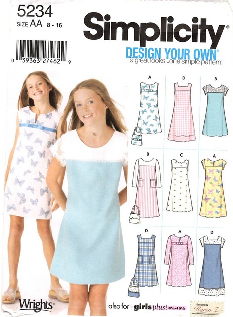 Simplicity Design Your Own Dress Pattern 5234 Uncut Size Aa 8 16 Ebay Simplicity Sewing Pattern S Jumper Or Dress 5234 By Karen Z Sz 8 16 Uncut