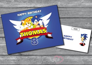 Sonic The Hedgehog Personalised Birthday Card Add your own name /& age