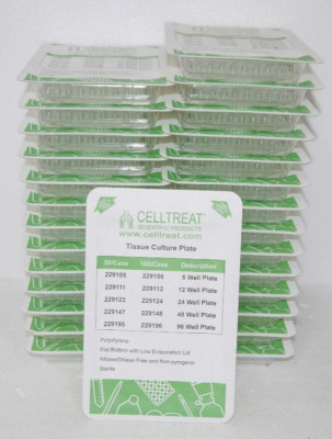 Celltreat 229195 Sterile Flat Bottom 96-Well Polystyrene TC Plates 28 pcs New