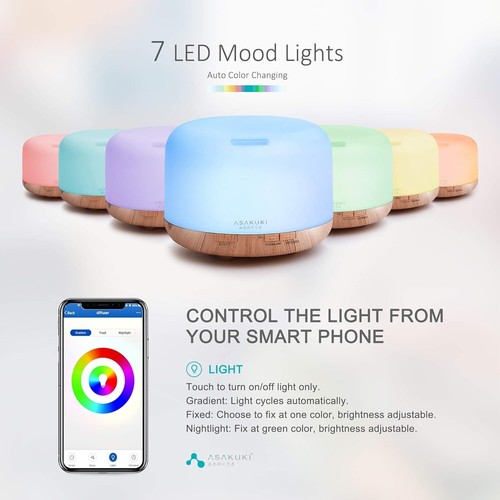 500ml Essential Oil Diffuser –5-in-1 Ultrasonic Humidifier with Timer & Auto-Off - Picture 15 of 58