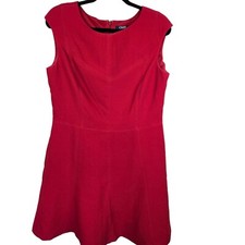 Chaps Red Polyester Crepe Cap Sleeve A Line Classic Dress Size 14