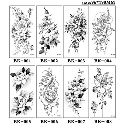Tatuajes temporales de flor de rosa tatuaje pegatina falsa impermeable tatuaje cuerpo brazo arte - Imagen 7 de 80