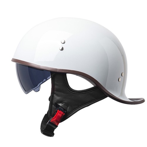 Half Motorbike Beanie Helmet Cap Skid Scooter Chopper Helmet +Sun Visor DOT - Picture 19 of 37