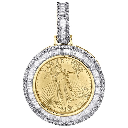 10K Gelbgold American Eagle Münze 1/10 oz. Diamantfassung Anhänger 3/4 ct. - Bild 1 von 6