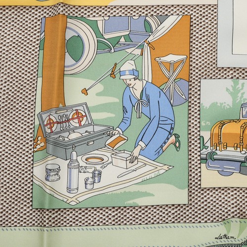 Hermes "L Elegance et le Confort en Automobile" Carre90 Silk 100% Scarf Cleaned - Picture 14 of 23
