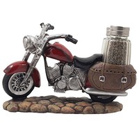 Decorative Red Motorcycle With Glass Salt And Pepper Shaker Set In Saddle Bags F on sale Decorative Red Motorcycle With Glass Salt And Pepper Shaker Set In Saddle Bags F on sale