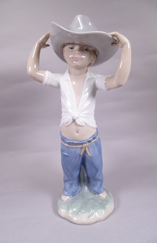 Nao By Lladro Porcelain Figurine Number 0182 Big Hat Cowboy With Original Box - Picture 2 of 23
