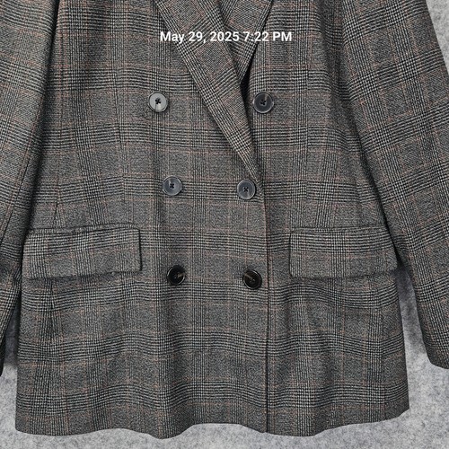 Double Breasted Blazer Womens XS Gray Glen Plaid ZARA Career Prep Business Work - Picture 12 of 13