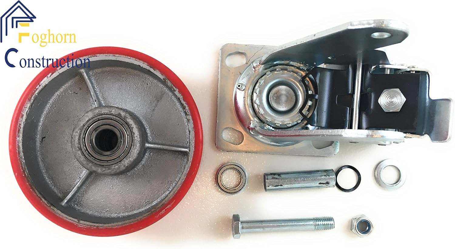 6 Inch - 6" X 2" Industrial Casters - 2 Fixed and 2 Swivel Caster Wheels with Br