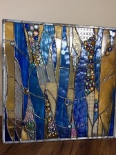 Stained Glass Window Contemporary Abstract Panel OOAK