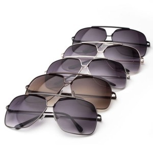Classic-Retro-Mens-Fashion-Metal-Aviator-Vintage-Designer-Large-Sunglasses-Black