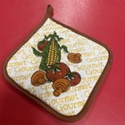 Vtg Mushrooms Autumn Harvest Pot Holder Orange Brown & White