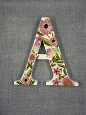 Letter Wall Decor Floral Capital A Alphabet Tabletop Display 7.75" Peach Pink ..