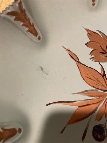 VTG 1950 Farber Shelvin Metal Hand Painted By Lori Floral 13 Inch Round Fluted - Picture 14 of 21