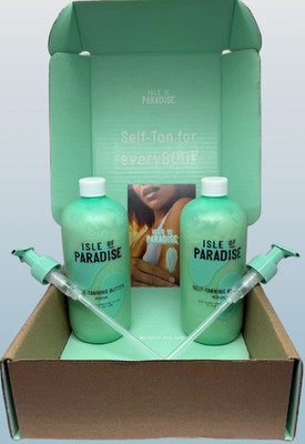 ISLE OF PARADISE SELF TANNING BUTTER MEDIUM 16.9 OZ NEW WITH PUMP BOXED SET OF 2