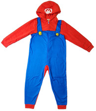 SUPER MARIO BROTHER BOYS UNION SUIT HOODIE PAJAMAS SIZE XS 4/5 