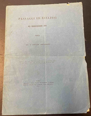 Giovannozzi G. Passaggi And Eclipses May-June 1891 Softcover Extract