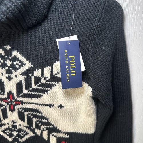 $135 Polo Ralph Lauren Unisex Black Snowflake Sweater Fair Isle Christmas NWT - Picture 6 of 15