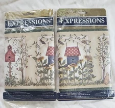 Wallpaper Border Country Cottage Garden Design Bird Houses Birds Sunflowers 