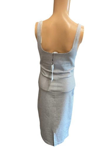 Zara Trafaluc Striped Sleeveless Midi Dress Grey Polyester - Size L NEW - Picture 2 of 7