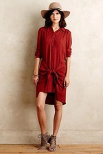 Maeve Anthropologie Bloomsbury Mini Dress Tunic Front Tie Womens Size 2 